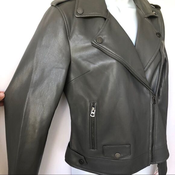 NWT LUCKY FAUX LEATHER GREY MOTO JACKET - Picture 2 of 8